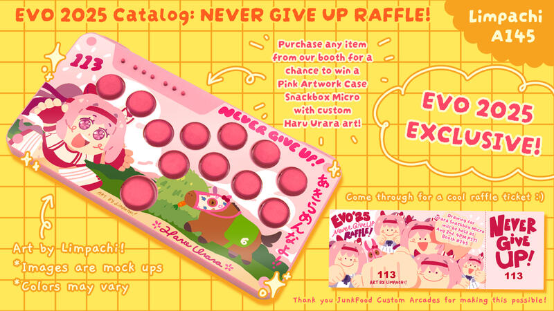 EVO 2025: Haru Urara themed Snackbox Micro and raffle ticket mock up