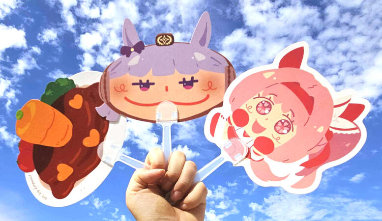 Fans inspired by Umamusume! I give these out at conventions as freebies.
