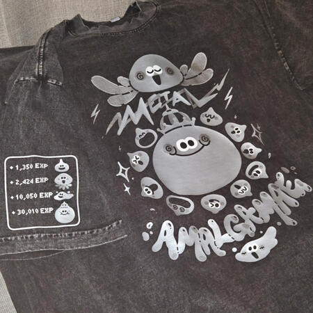 Metal Amalgamae T-shirt! The designed is inspired by band tees and Metal Slimes from Dragon Quest.